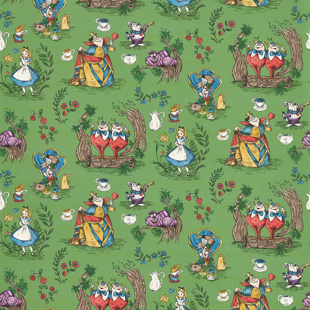 Alice in Wonderland Wallpaper 217285 by Disney Home x Sanderson in Gumball Green